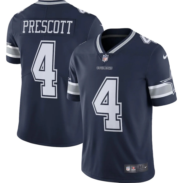 mens nike dak prescott navy dallas cowboys vapor limited player jersey